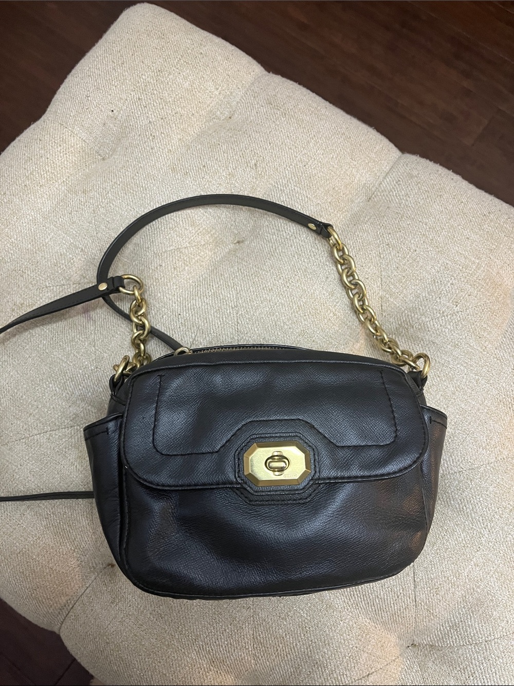 Coach Campbell Leather Turnlock Camera Bag Crossbody